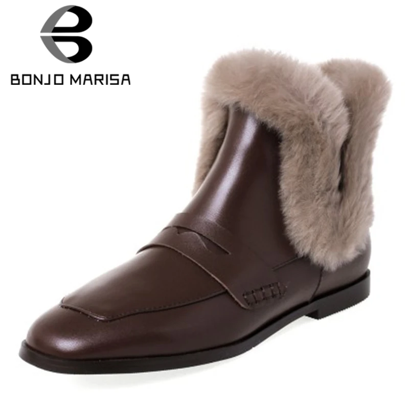 

BONJOMARISA New Brand Retro Booties Ladies Autumn Genuine Leather Ankle Boots Women 2020 Elegant Low Heels Date Shoes Woman