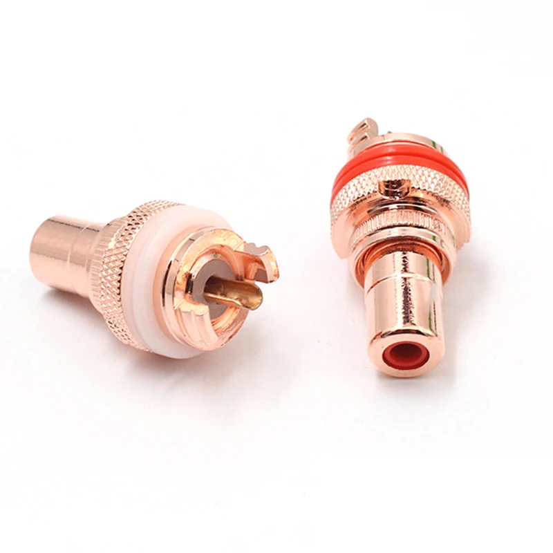 

8pcs high quality red copper plated RCA Socket audio rca jack RCA terminals Amplifier Copper RCA socket Plug