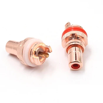 

8pcs high quality red copper plated RCA Socket audio rca jack RCA terminals Amplifier Copper RCA socket Plug