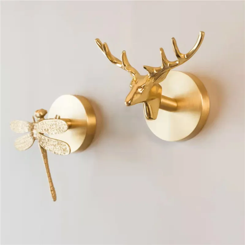 No Drilling Wall Mount Hook Brass Towel Hook For Bathroom Clothes Coat Hook Gold Bedroom Hook Livingroom Kitchen Accessories 3