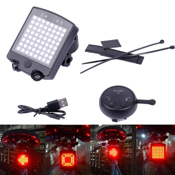 

Bike Wireless Remote 64 LED Bicycle Rear Taillight USB Rechargeable Bike Cycling Safety Warning Turn Signals Light Bike Lamp MTB