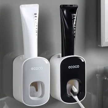 

Automatic Toothpaste Dispenser Toothbrush Holder Wall Mounted Rack Toothpaste Squeezer Bathroom Accessories Set Storage Rack