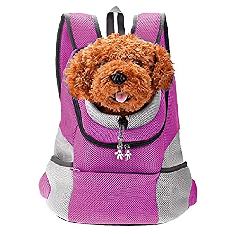 Al aire libre bolsa de transporte perro de viaje portátil mochila perro frente doble bolsa de hombro de la mochila de la cabeza