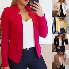 Новинка, женский модный Тонкий Блейзер, однотонный, офисный, для девушек, длинный рукав, короткий Блейзер, топы, простой дизайн, IR-ing