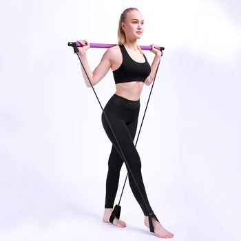 

Portable Pilates rod Kit Resistance Band Yoga Exercise Foot Loop Toning Rod Yoga Pilates for Yoga Stretch Twisting Sit-Up Rod