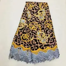 Новейшая африканская восковая кружевная ткань, хлопок вышитое Африканское нигерийское гипюровое кружево для платья Анкара восковые ткани 6 ярдов! O-4612