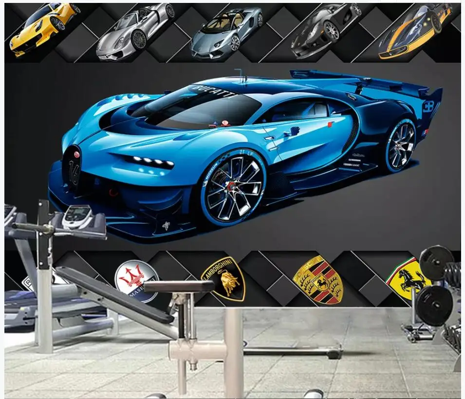 WDBH пользовательские фото 3d обои прохладный синий спортивный автомобиль роскошный автомобиль ТВ фон детская комната Домашний декор обои для стен 3 d