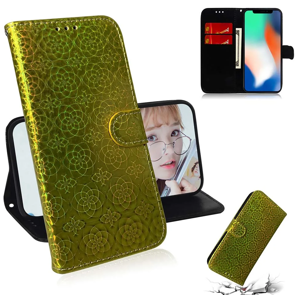 Цветной кожаный чехол-книжка с градиентом для iPhone XS, XR, X, Max, 8, 7, 6, 6s Plus, чехол-бумажник с подставкой и отделением для карт, чехол для iPhone 11 Pro, MAX, чехол из ТПУ