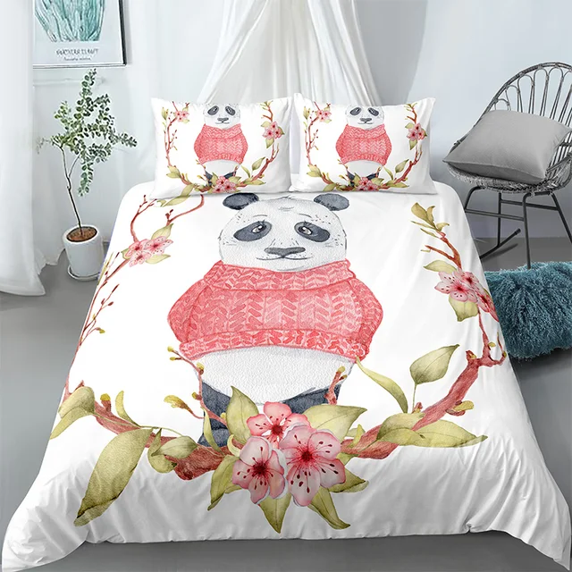 HIXIP Panda Bettbezug Sets 3D Bett Set Schlafzimmer Zubehör