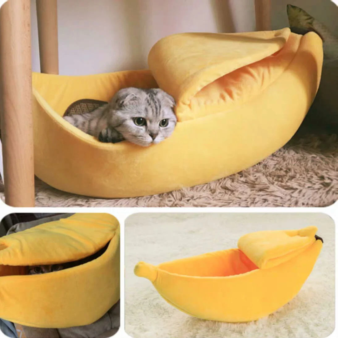 Кровать для домашних животных кошка банан кровать собака дом коврик прочный питомник кошка подушка корзина для кошки Шерсть Теплый