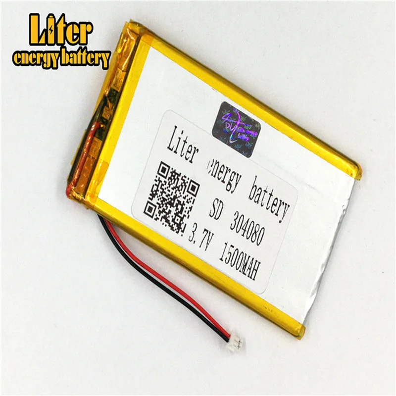1.5MM 2pin connector 304080 3.7V 1500mah polymer lithium battery e-books GPS PDA Car recorder Recreational machines | Электроника