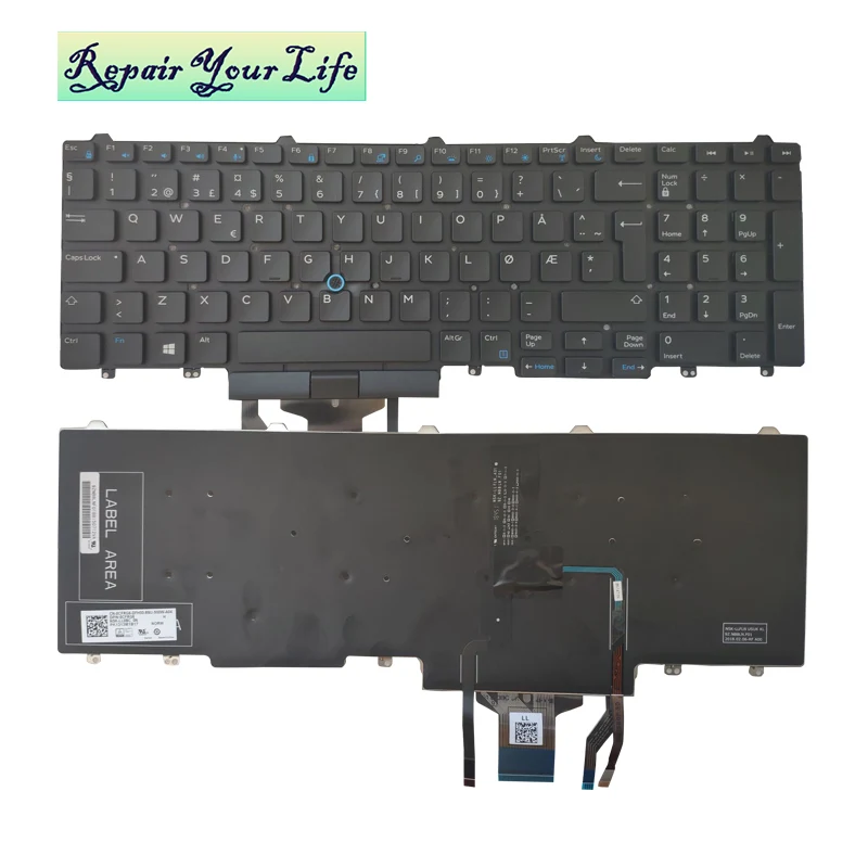 Клавиатура для ноутбука NE/Norsk для dell E5550 Precision 15 17 7510 7710 DCFRG6 NSK-LL0BC 0N PK1313M1B17 с подсветкой черный
