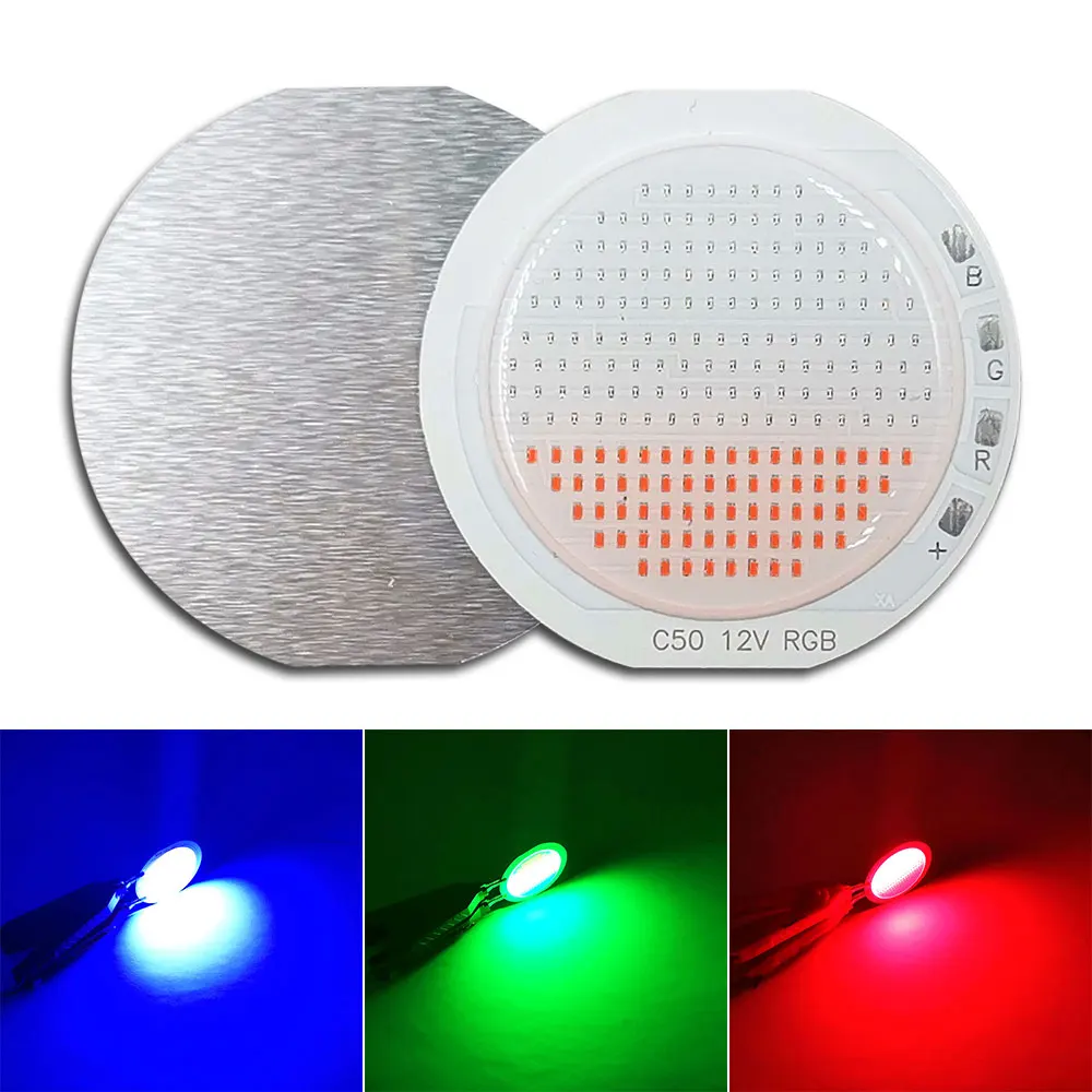 Новое поступление 50 мм круглая Светодиодная лампа RGB COB 12 В лампочка белый красный