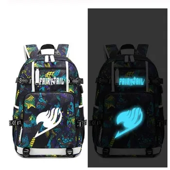

Fairy Tale Anime Backpack USB Port Rucksack Bag Snake Pattern Teenager Student BookBags travel Shoulder Laptop Bag Luminous