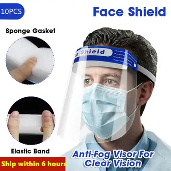 

10PCS Protective Mask Transparent Antidust Protection Full Face Covering Mask Sun Visor Mask Waterproof Anti-oil UV Face Mask