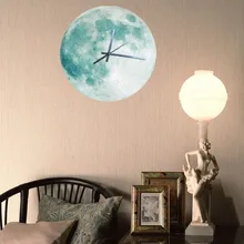 Классические часы с зеленой луной, креативные Светящиеся Настенные часы, светящиеся акриловые настенные часы с Луной земли, детские настенные часы, 1 шт