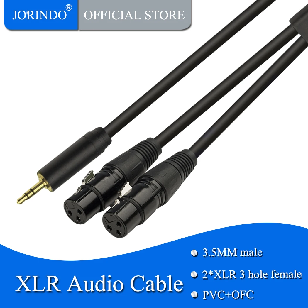 Jorinдо 0 5 м/3 фута 3 мм штекер 2 * XLR Женский аудио кабель двойной до подключение