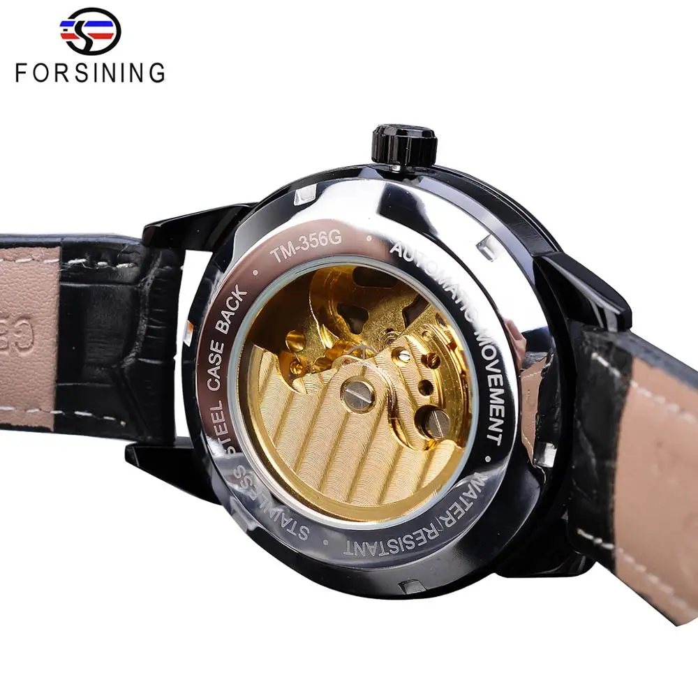 Forsining Stylish Business Mens Watch Top Brand Luxury Golden Automatic Mechanical Moon Phase Waterproof Tourbillon Wristwatches