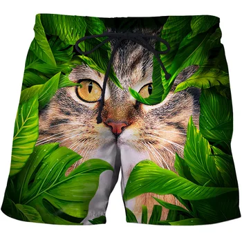 

New Fashion 3D Cat Printed Beach Shorts Male Animal Design Board Shorts Men Summer Surfing Shorts Homme Drop Ship