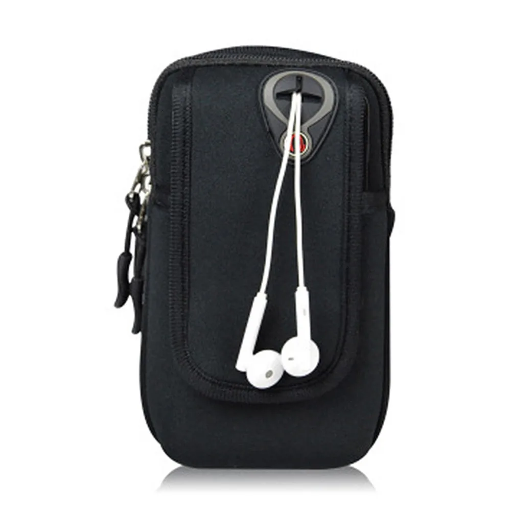 Brassard Universel Pour Téléphone Course - Poche Zip, Trou Pour écouteurs, Taille S (18x10 Cm), Noir - 3