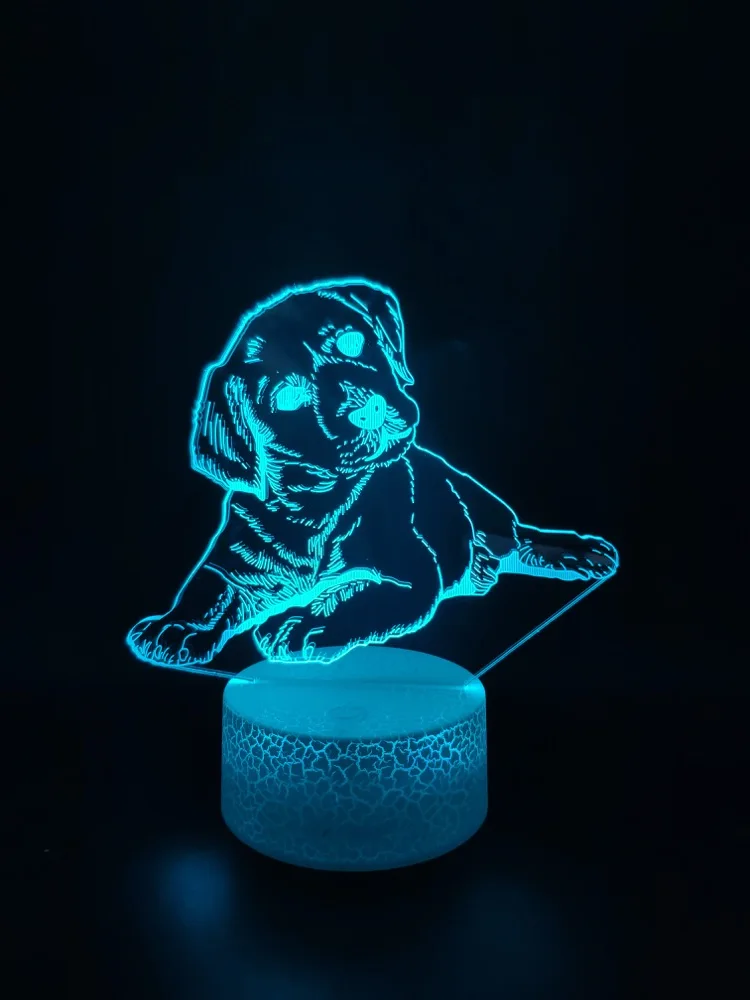 Домашние животные Собака Щенок 3D лампа непосредственно поставка батарея работает ночник 7 цветов с дистанционным светодиодным ночным светом лампа для декора комнаты