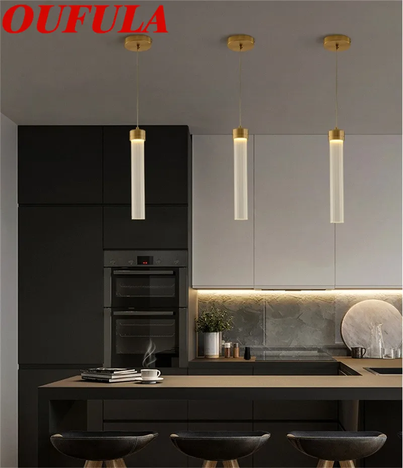 

OUFULA Modern Pendant Lights Copper 220V 110V Contemporary Home Creative Decoration Suitable For Dining Room