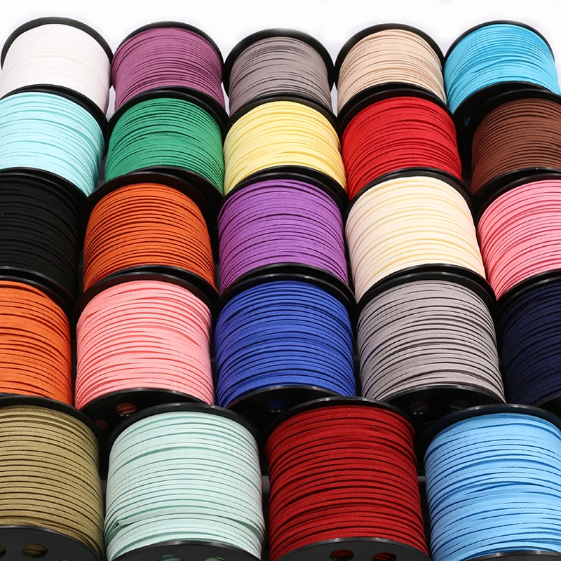 10m/lot 2.5mm Flat Faux Suede Braided Cord Korean Velvet Leather Thread String Rope For DIY Necklace Jewelry Making Supplies