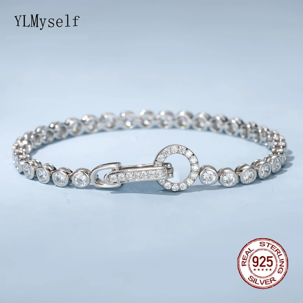 Real925Silver1519CMBracelet3MMShinyCubicZirconiaLovely
