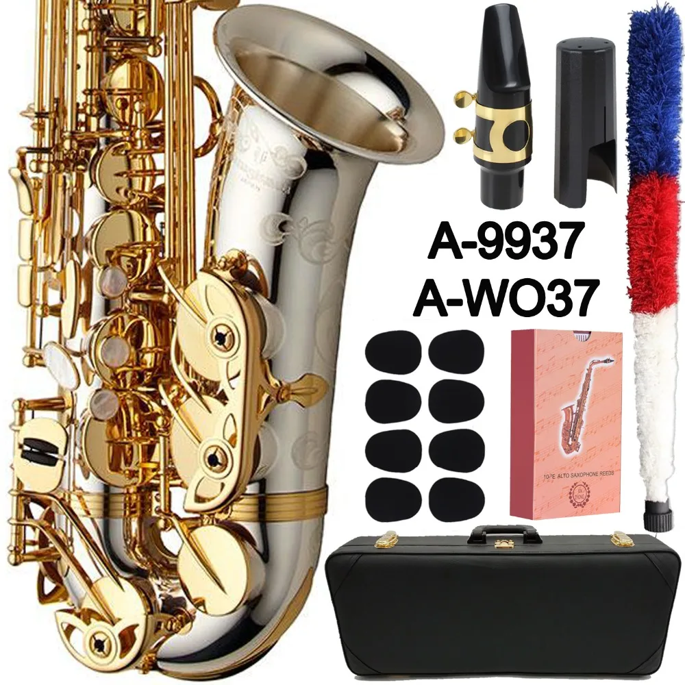 

Elegant Sound Yanagisawa Alto Saxophone A-9937 WO37 Nickel Plated Gold Keys Sax Alto Mouthpiece Reeds Neck Musical Instrument