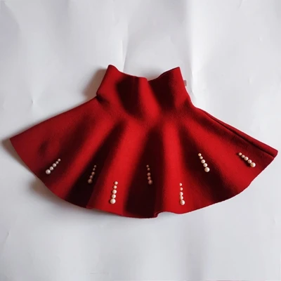 Юбки для девочек Детские Зимние Повседневные плиссированные мини-юбки детская Рождественская юбка-пачка принцессы Детская одежда от 2 до 14 лет - Цвет: WINE RED