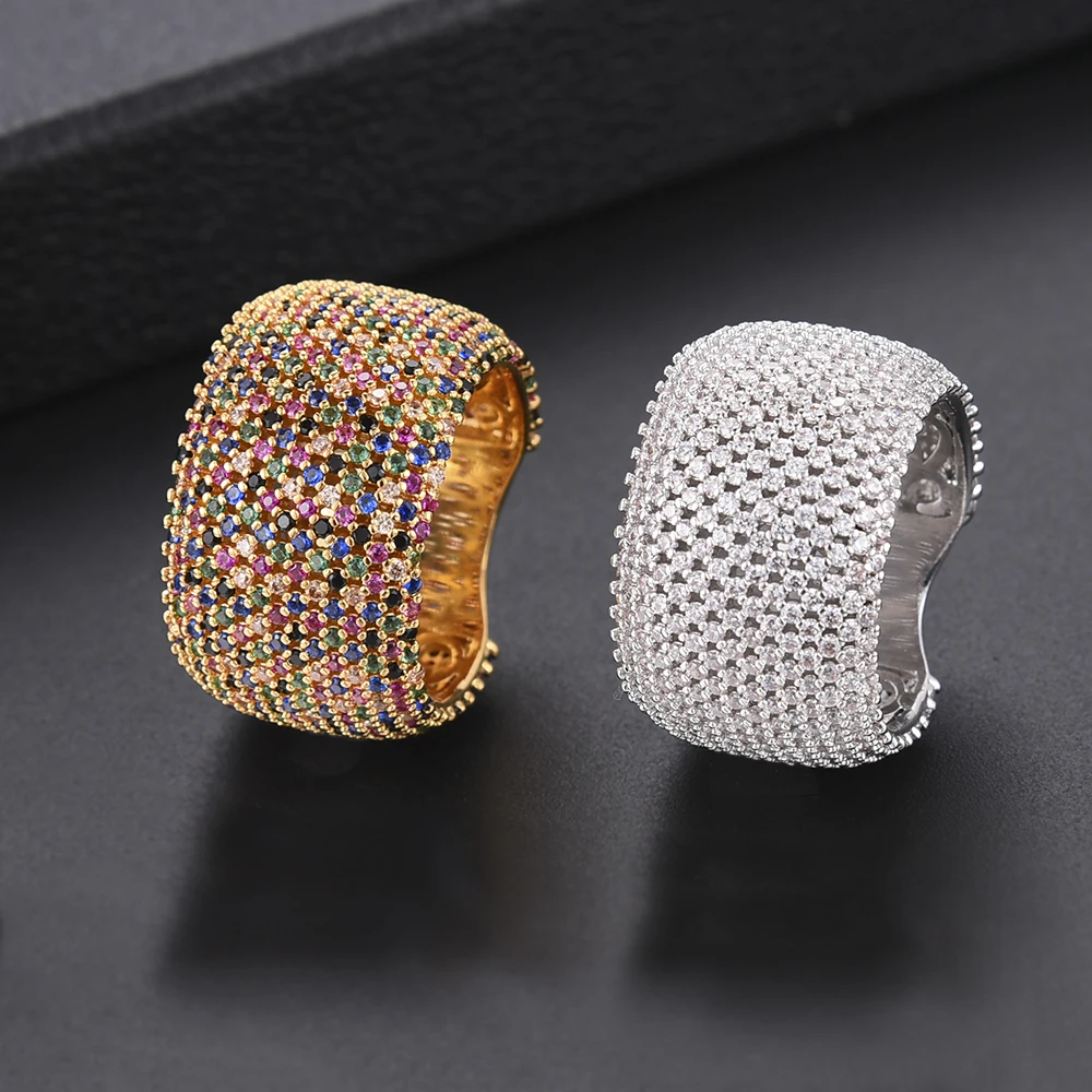 

LARRAURI Trendy Women Bridal Engagement Wedding Rings Jewelry Luxury Cubic Zirconia Rings CZ Femmale Accessories Finger Rings