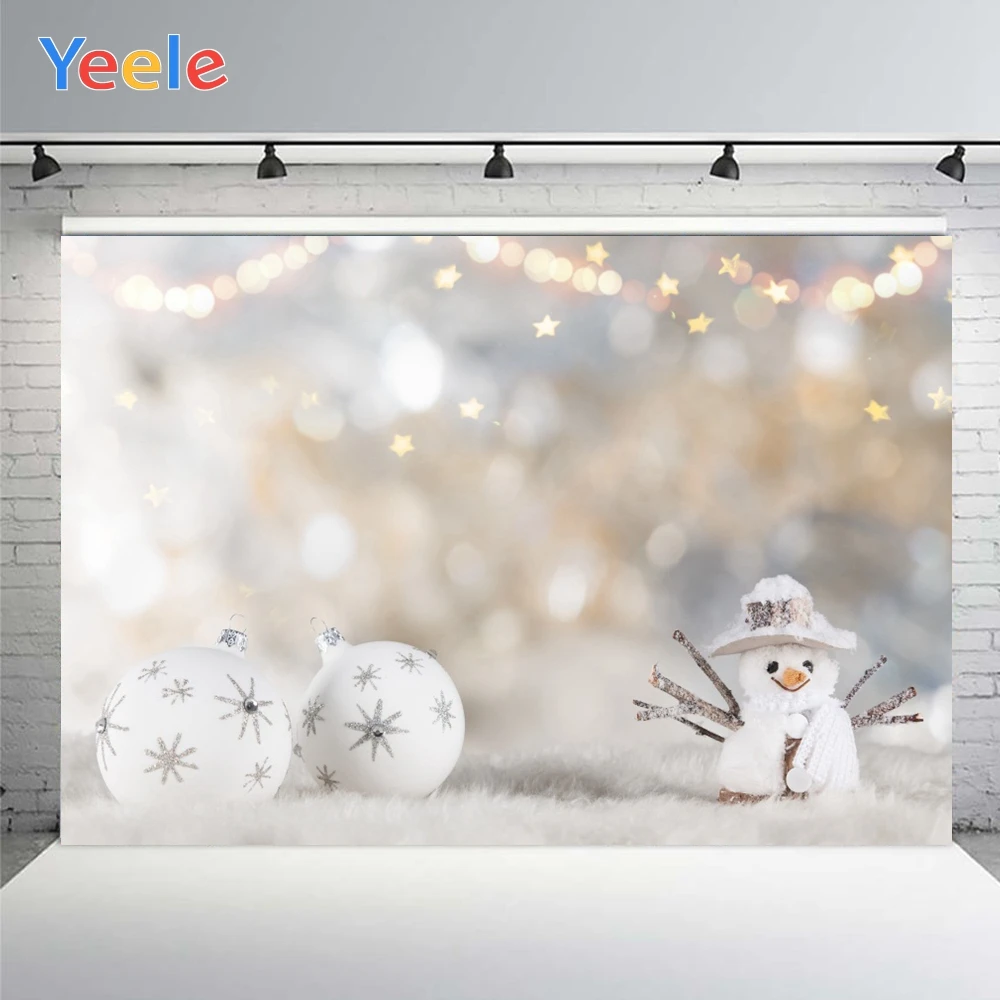 

Yeele Christmas Light Bokeh Backgrounds For Photography Winter Snow Snowman Gift Baby Newborn Portrait Photo Backdrop Photocall