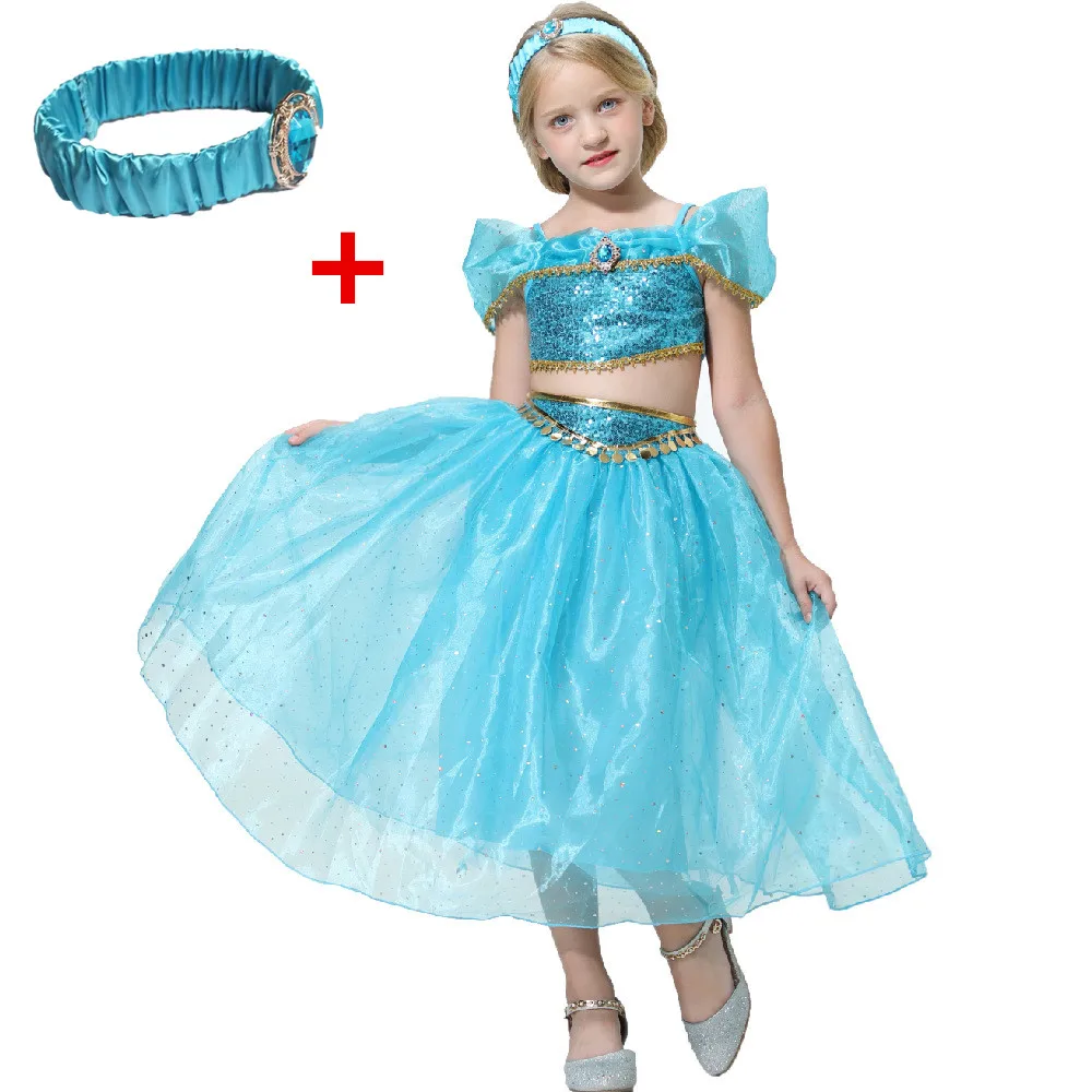 dress 04 FindPitaya/рождественское детское платье маскарадный костюм с лампой Аладдина Принцесса Жасмин, платье для девочек костюм для ролевых игр из двух предметов - Цвет: dress 04