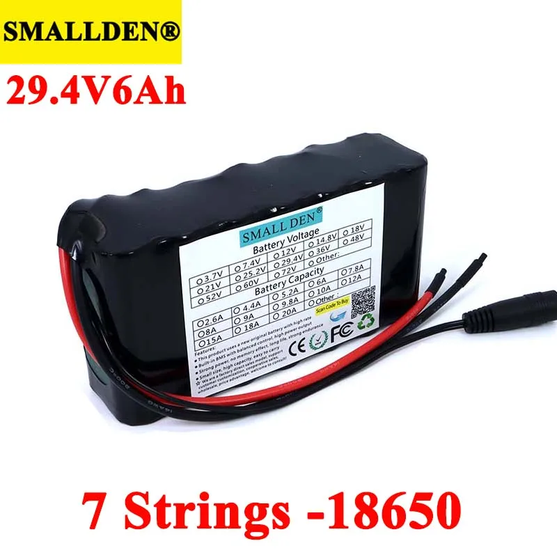 

24V 6Ah 7S2P 18650 li-ion Rechargeable battery pack 29.4v 6000mAh electric bicycle moped Balancing scooter with BMS