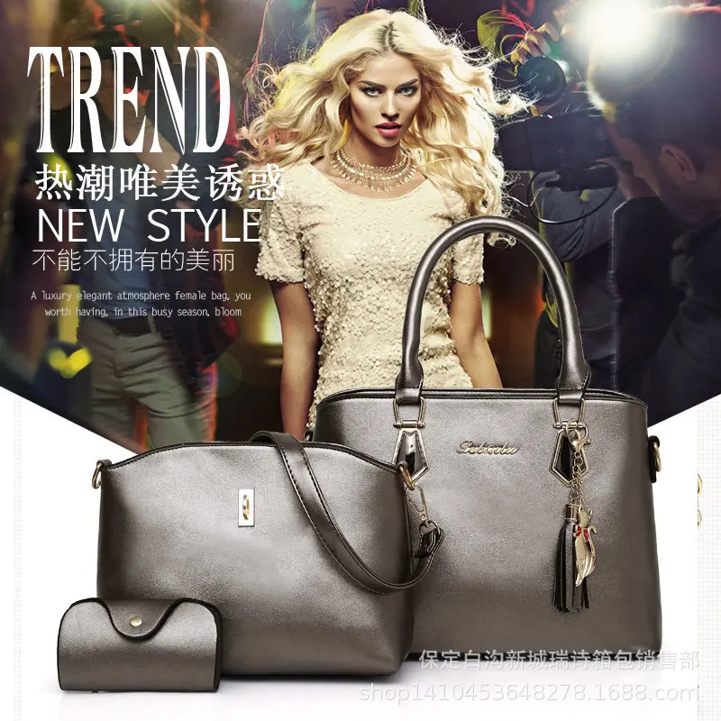 

WOMEN'S Bag Three-piece Set Different Size Bags 2019 New Style Fashion Simple Versatile Handbag Women's Shoulder Big Bag