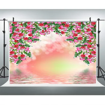 

Red and Pink Rose Still Lake Glitter Polka Dots Photographic Backdrop Background Kid Child Wedding Baby Shower Photo Background