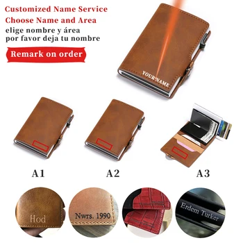 

Men's Leather Carved Name Wallet Ultra-thin Short Money Bag Short Leather Small Retro Custom Wallet Male Card Holder Wallet