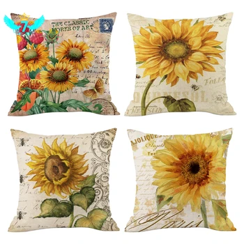 

45 x 45 cm Cushion Pillowcase Square pillowcase decorative Sunflower for Beds Chairs Sofa Decoration Pillowcover TOB