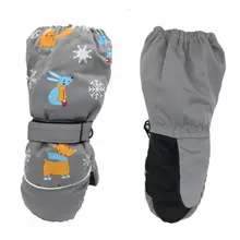 Детские зимние водонепроницаемые ветрозащитные длинные манжеты перчатки с милым кроликом и оленем, теплые Нескользящие варежки для снежной погоды на возраст от 2 до 6 лет