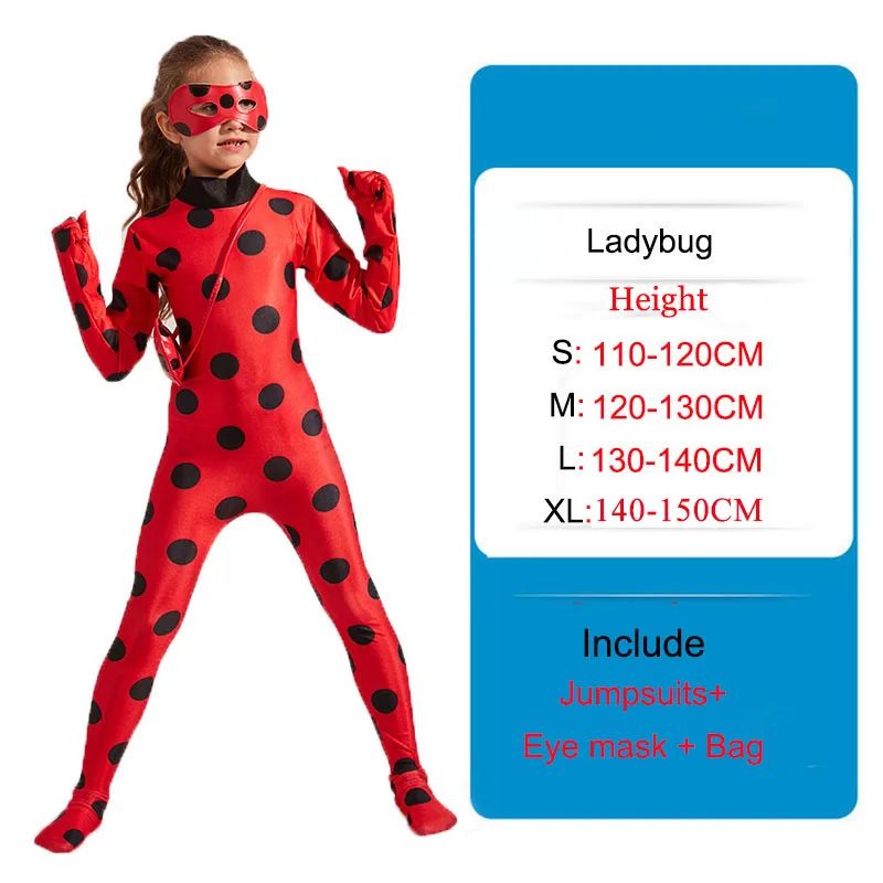 3 Pcs/set Kids Ladybird Costume Clothing Sets Anime Girl Lady Bug Cosplay Marinette Little Beetle Suit Lady Bug Jumpsuit C3082CH - Цвет: Red