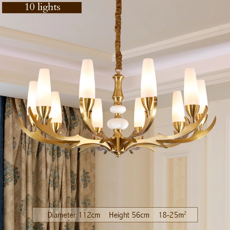 10 Lights-Gold Пост-современные роскошные Медь черная люстра освещение для Спальня лампа современный светодиодный фонарь жизни Обеденная 6/8/10/15/24 огни - Цвет абажура: 10 Lights-Gold