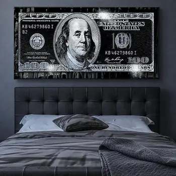 

One Hundred Money Dollar Poster Canvas HD Prints Wall Artwork Home Painting Modular Pictures Artwork For Living Room Decoration