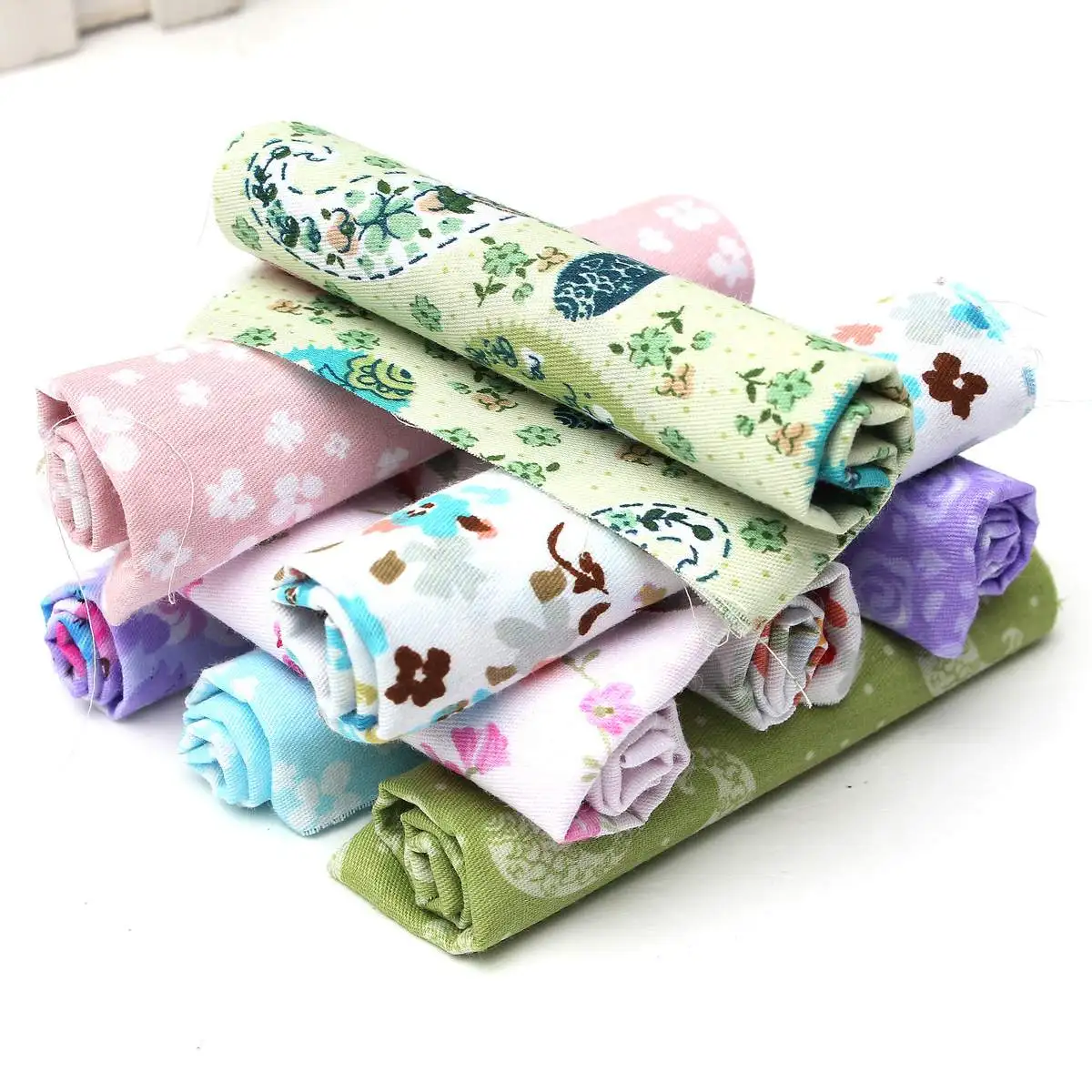 

KIWARM 100% Cotton 10Pcs DIY Quilting Patchwork Floral Flowers Dots Cotton Fabric Sewing Needlework Home Textile Squares 20x30cm