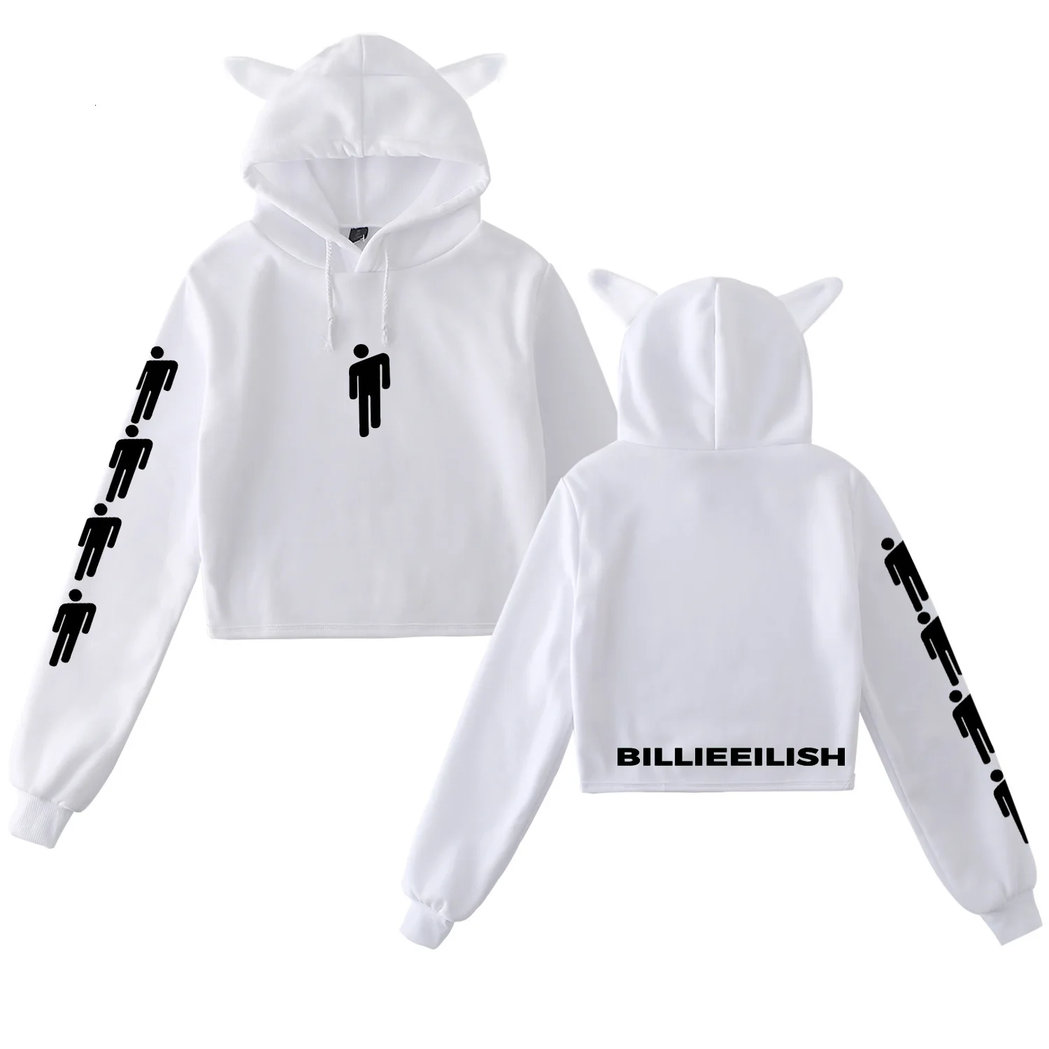 Billie Eilish кошачий ухо толстовки, свитшоты, куртки Повседневное более Размеры d Толстовка размера плюс 4XL товаров