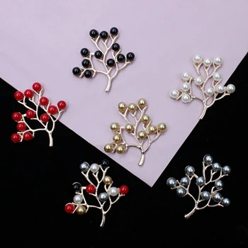 

Rhinestone Teardrop Flower Tree Branch Pin Fashion Pearl Flower Tree Twig Breastpin Brooch for Women Dress Jewelry Gifts