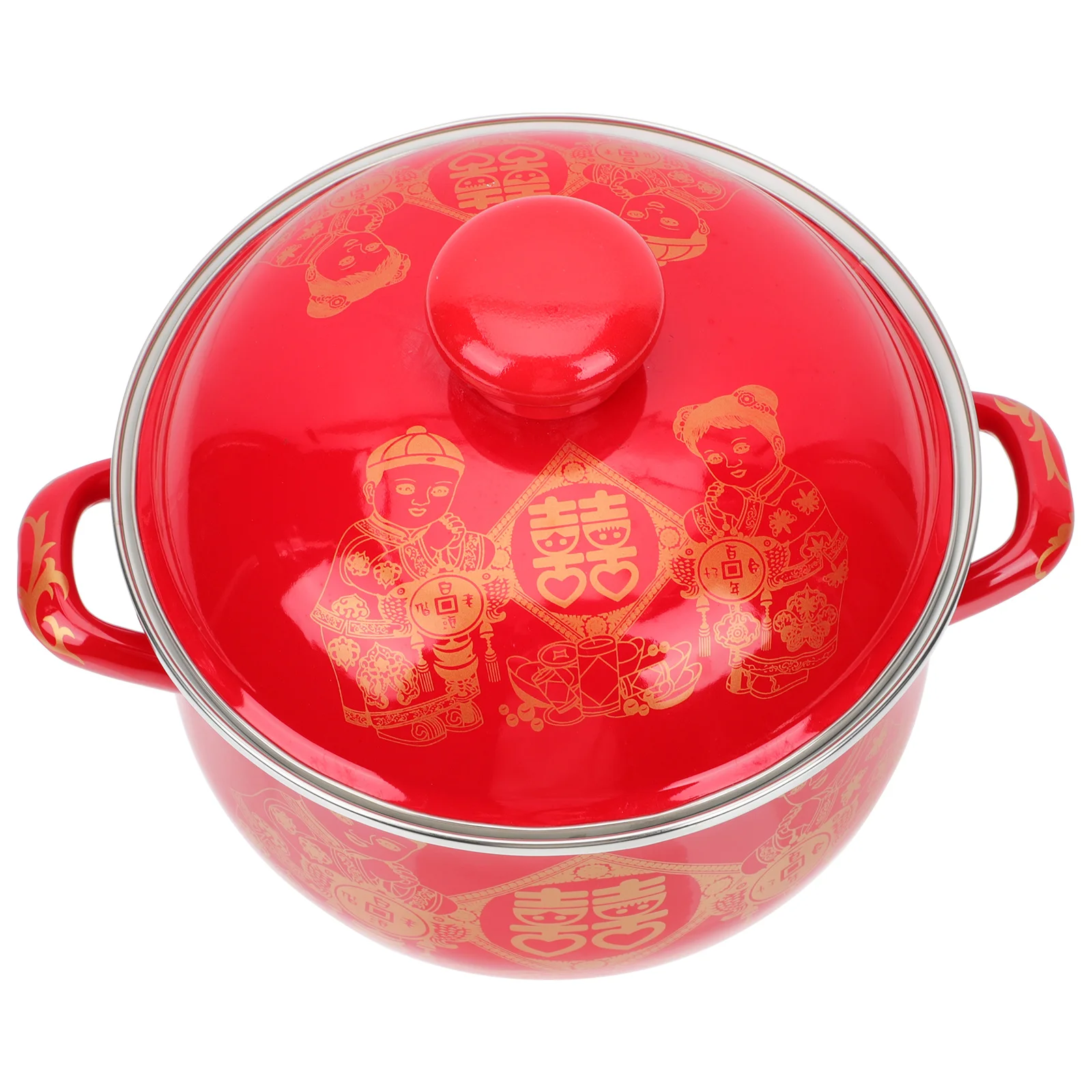 Household Red Stockpot Practical Soup Pot Enamel Stock Stew | Дом и - Цена: 1 369,84 руб.
