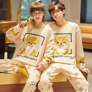 

Men Pijama Suits Lovely Wear Leisure Clothes Personality Autumn Long Sleeved Mens Pajamas for Couples Pyjamas Sets Nightwear