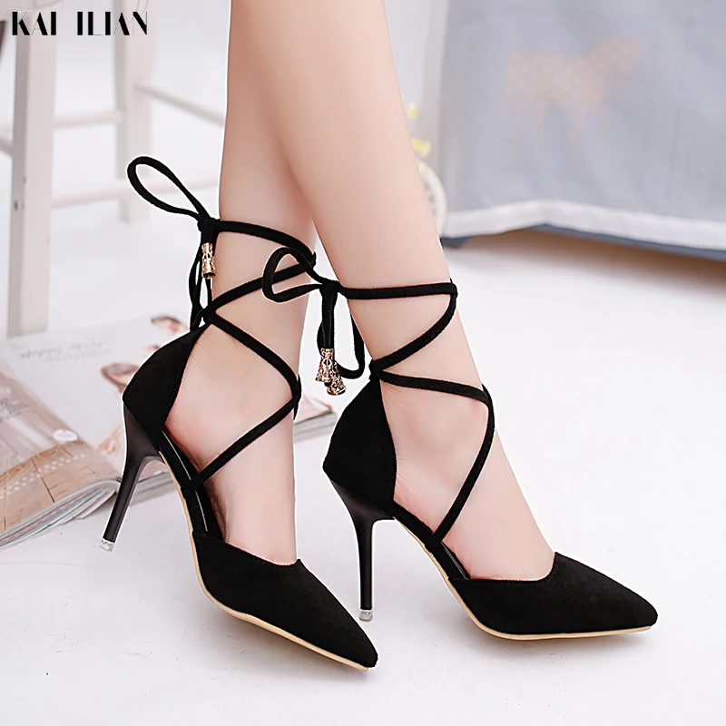 Летняя обувь 2020 г. Женские туфли-лодочки на высоком каблуке с ремешком щиколотке