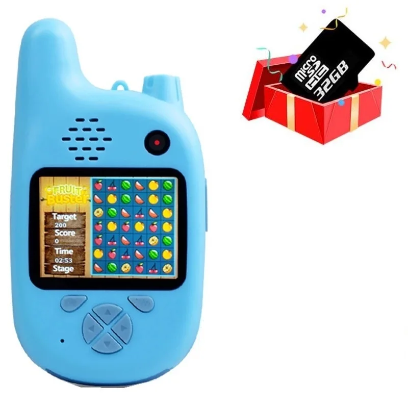20MP детская камера игрушки мини Детская цифровая камера видеокамера фото видеокамера с картой 32G Walkie Talkie Игрушки для детей - Цвет: Blue with 32G Card