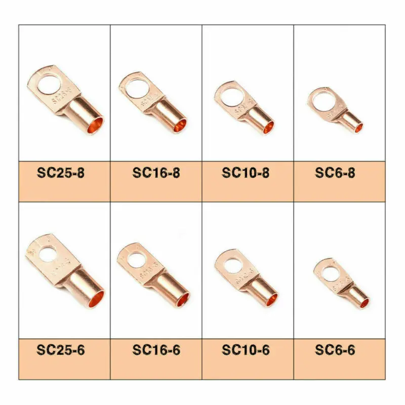 

260X Ring Lug Terminal Mixing Shrink Cap Copper Cable Lugs Crimp Terminal Kit Wire Connector Heat Shrink Tubing